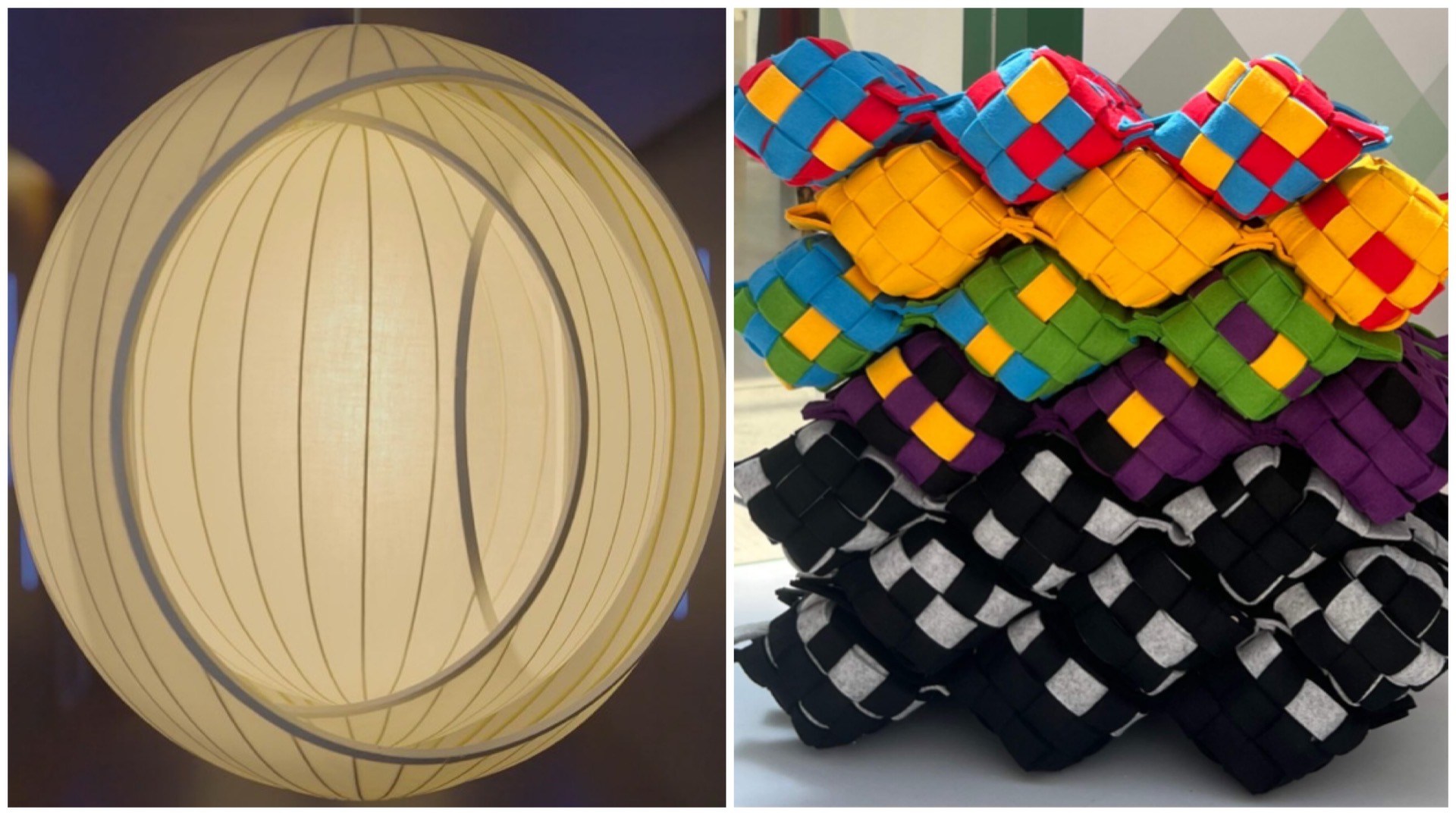 Bet you never thought that a Chinese lantern could look this contemporary (left) or that ketupat could look so... comfortable!
